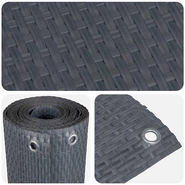 Grote foto vidaxl balkonscherm met oogjes antracietkleurig polyrattan tuin en terras hekken en schuttingen