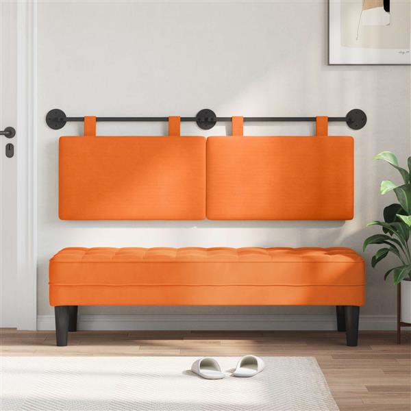 Grote foto vidaxl hangend hoofdbord oranje katoen stof antiek en kunst stoelen en banken