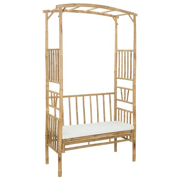 Grote foto vidaxl tuinboog met bank naturel 115 x 50 x 205 cm bamboe tuin en terras overige tuin en terras