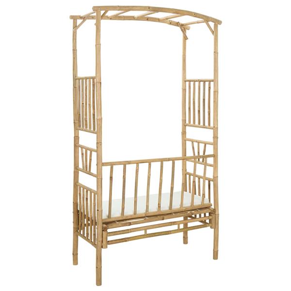 Grote foto vidaxl tuinboog met bank naturel 115 x 50 x 205 cm bamboe tuin en terras overige tuin en terras