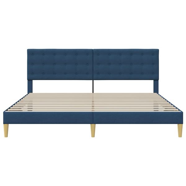 Grote foto vidaxl bedframe met hoofdeinde blauw 200 x 200 cm stof antiek en kunst stoelen en banken