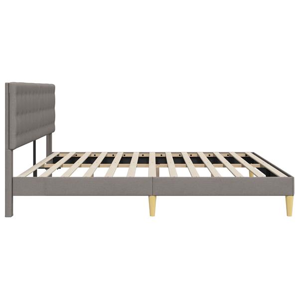 Grote foto vidaxl bedframe met hoofdeinde taupe 200 x 200 cm stof antiek en kunst stoelen en banken