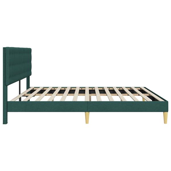 Grote foto vidaxl bedframe met hoofdeinde donkergroen 200 x 200 cm stof antiek en kunst stoelen en banken