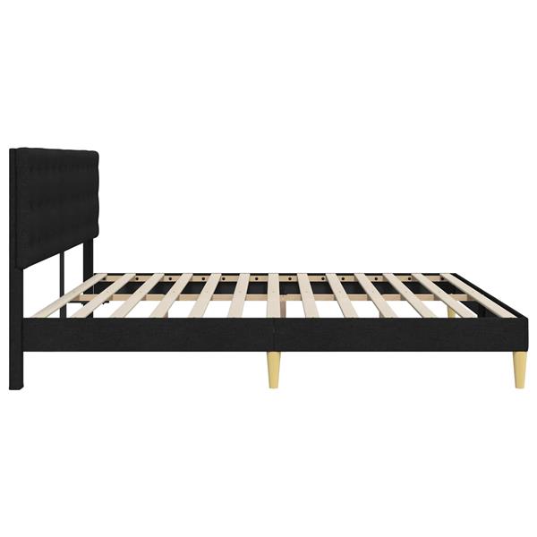 Grote foto vidaxl bedframe met hoofdeinde zwart 200 x 200 cm stof antiek en kunst stoelen en banken