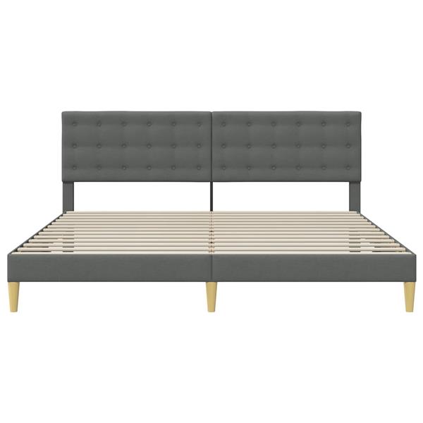 Grote foto vidaxl bedframe met hoofdeinde donkergrijs 200 x 200 cm stof antiek en kunst stoelen en banken
