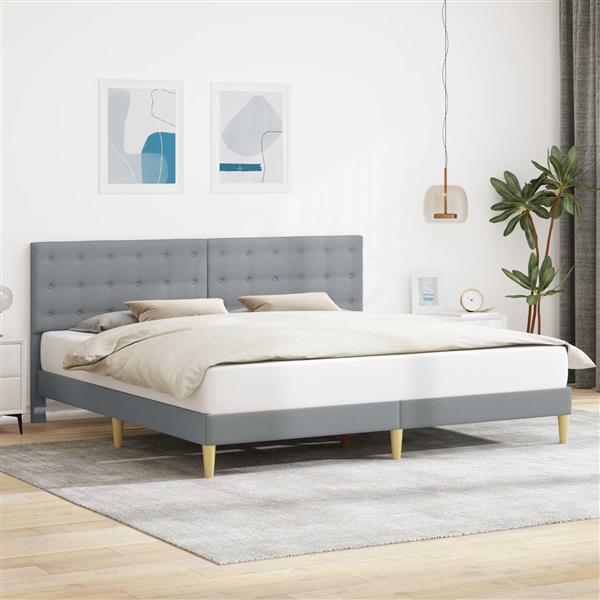 Grote foto vidaxl bedframe met hoofdeinde lichtgrijs 200 x 200 cm stof antiek en kunst stoelen en banken