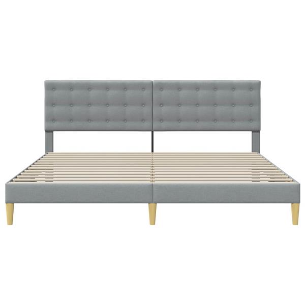 Grote foto vidaxl bedframe met hoofdeinde lichtgrijs 200 x 200 cm stof antiek en kunst stoelen en banken