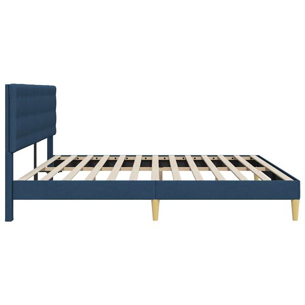 Grote foto vidaxl bedframe met hoofdeinde blauw 180 x 200 cm stof antiek en kunst stoelen en banken