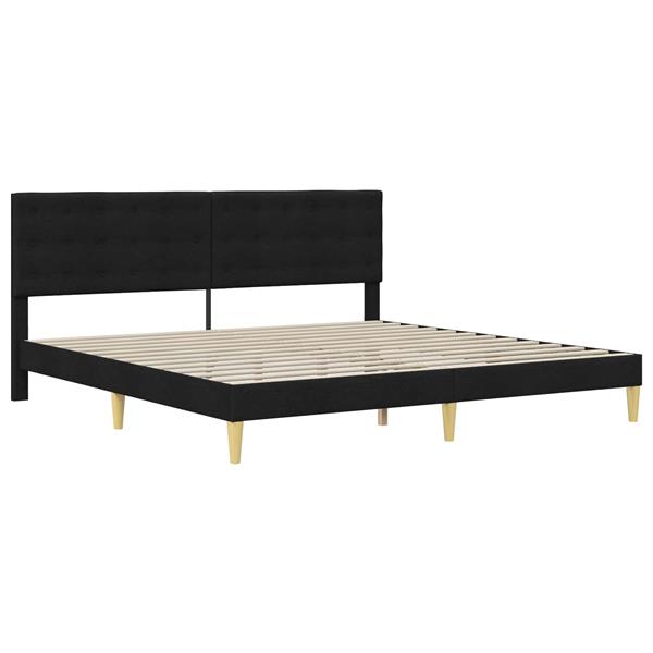 Grote foto vidaxl bedframe met hoofdeinde zwart 180 x 200 cm stof antiek en kunst stoelen en banken