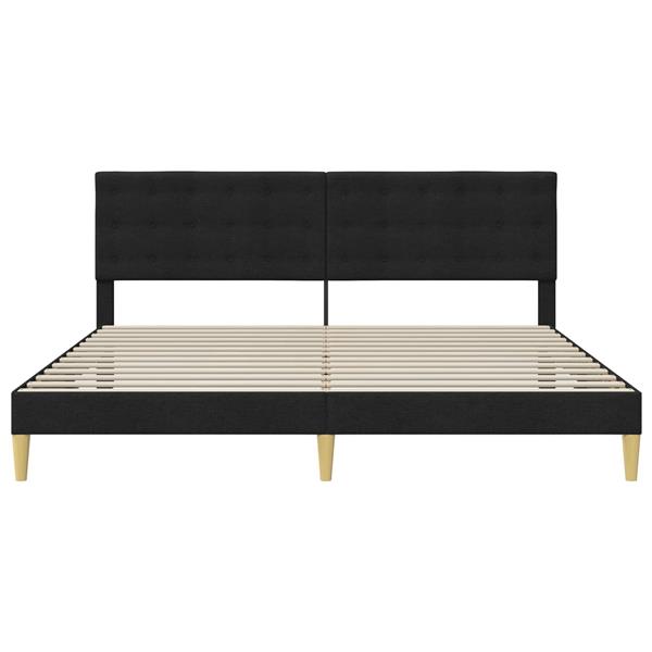 Grote foto vidaxl bedframe met hoofdeinde zwart 180 x 200 cm stof antiek en kunst stoelen en banken