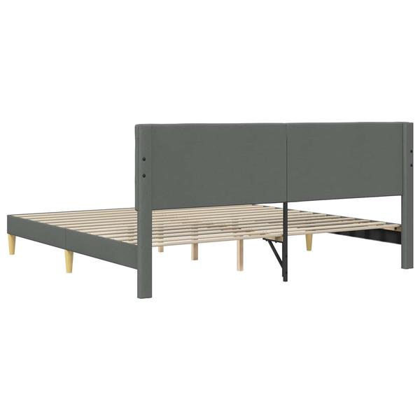 Grote foto vidaxl bedframe met hoofdeinde donkergrijs 180 x 200 cm stof antiek en kunst stoelen en banken