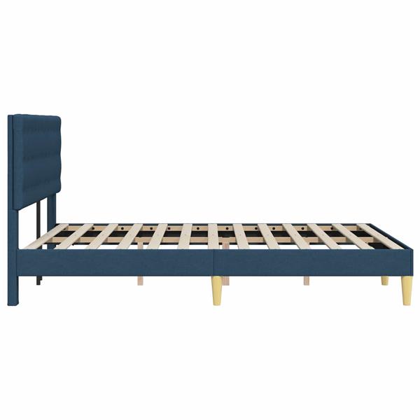 Grote foto vidaxl bedframe met hoofdeinde blauw 160 x 200 cm stof antiek en kunst stoelen en banken