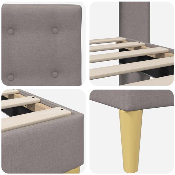 Grote foto vidaxl bedframe met hoofdeinde taupe 160 x 200 cm stof antiek en kunst stoelen en banken