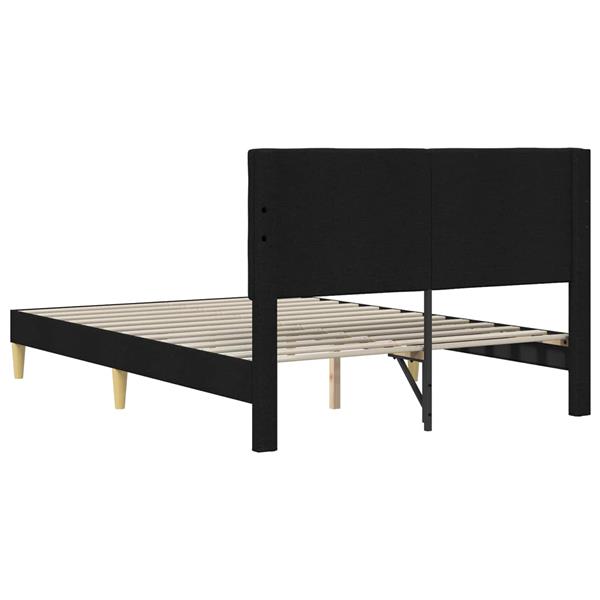 Grote foto vidaxl bedframe met hoofdeinde zwart 160 x 200 cm stof antiek en kunst stoelen en banken