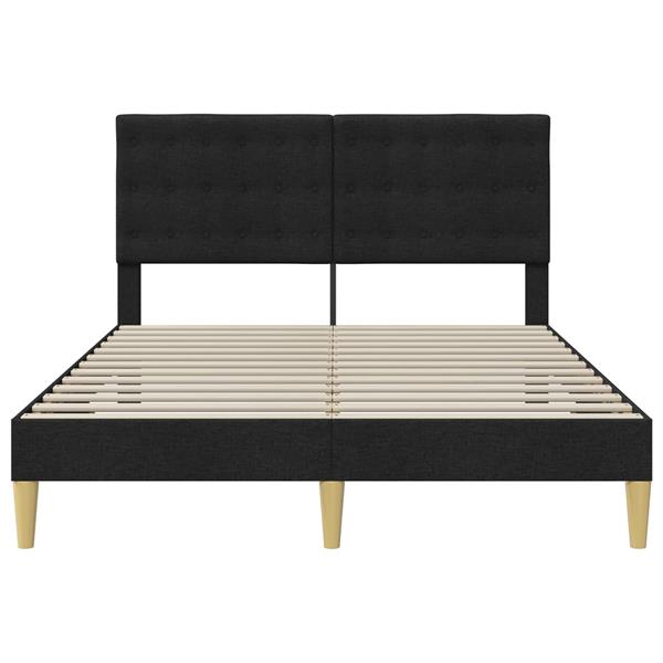 Grote foto vidaxl bedframe met hoofdeinde zwart 140 x 190 cm stof antiek en kunst stoelen en banken
