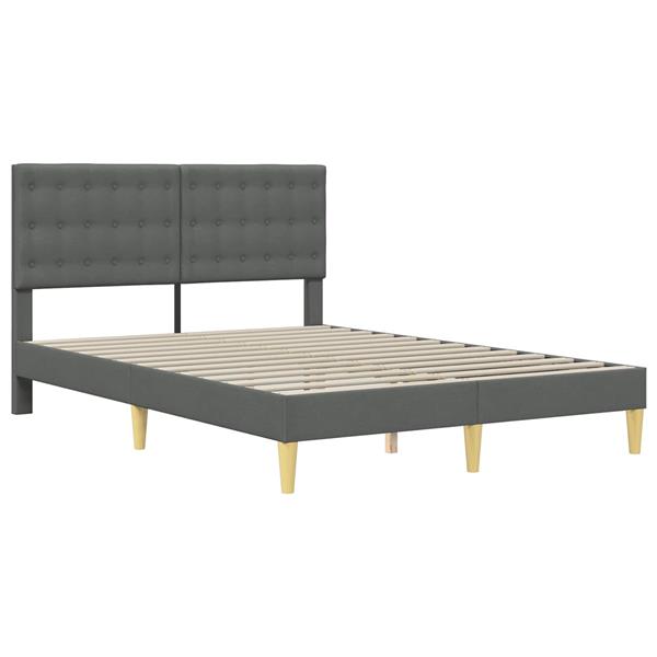 Grote foto vidaxl bedframe met hoofdeinde donkergrijs 140 x 190 cm stof antiek en kunst stoelen en banken