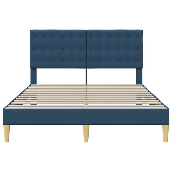 Grote foto vidaxl bedframe met hoofdeinde blauw 120 x 200 cm stof antiek en kunst stoelen en banken