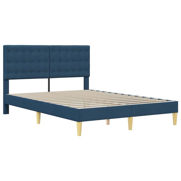 Grote foto vidaxl bedframe met hoofdeinde blauw 120 x 190 cm stof antiek en kunst stoelen en banken