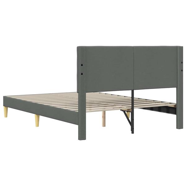 Grote foto vidaxl bedframe met hoofdeinde donkergrijs 120 x 190 cm stof antiek en kunst stoelen en banken