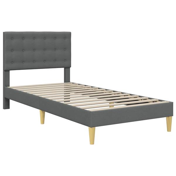 Grote foto vidaxl bedframe met hoofdeinde donkergrijs 100 x 200 cm stof antiek en kunst stoelen en banken