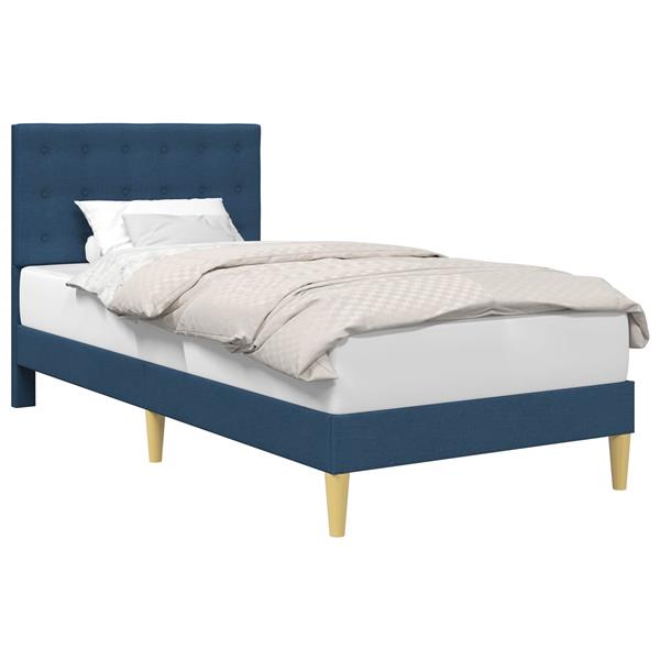 Grote foto vidaxl bedframe met hoofdeinde blauw 90 x 200 cm stof antiek en kunst stoelen en banken