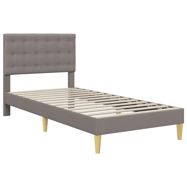 Grote foto vidaxl bedframe met hoofdeinde taupe 90 x 200 cm stof antiek en kunst stoelen en banken