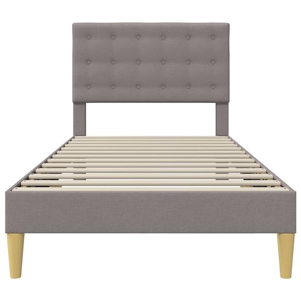 Grote foto vidaxl bedframe met hoofdeinde taupe 90 x 200 cm stof antiek en kunst stoelen en banken