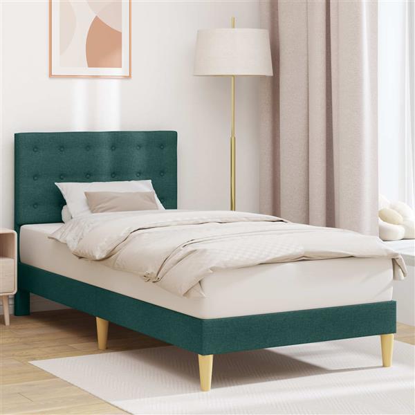 Grote foto vidaxl bedframe met hoofdeinde donkergroen 90 x 200 cm stof antiek en kunst stoelen en banken