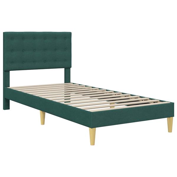 Grote foto vidaxl bedframe met hoofdeinde donkergroen 90 x 200 cm stof antiek en kunst stoelen en banken