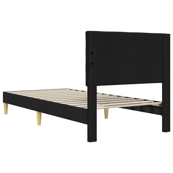 Grote foto vidaxl bedframe met hoofdeinde zwart 90 x 200 cm stof antiek en kunst stoelen en banken