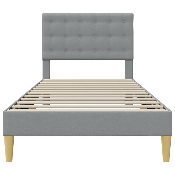 Grote foto vidaxl bedframe met hoofdeinde lichtgrijs 90 x 200 cm stof antiek en kunst stoelen en banken