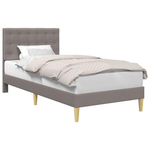 Grote foto vidaxl bedframe met hoofdeinde taupe 90 x 190 cm stof antiek en kunst stoelen en banken
