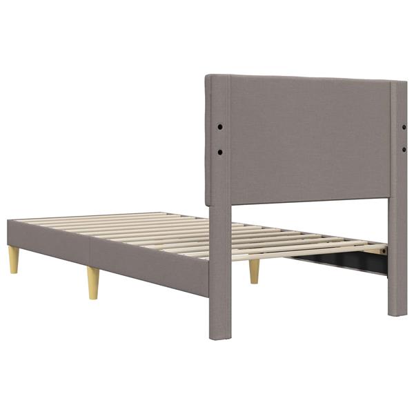 Grote foto vidaxl bedframe met hoofdeinde taupe 90 x 190 cm stof antiek en kunst stoelen en banken