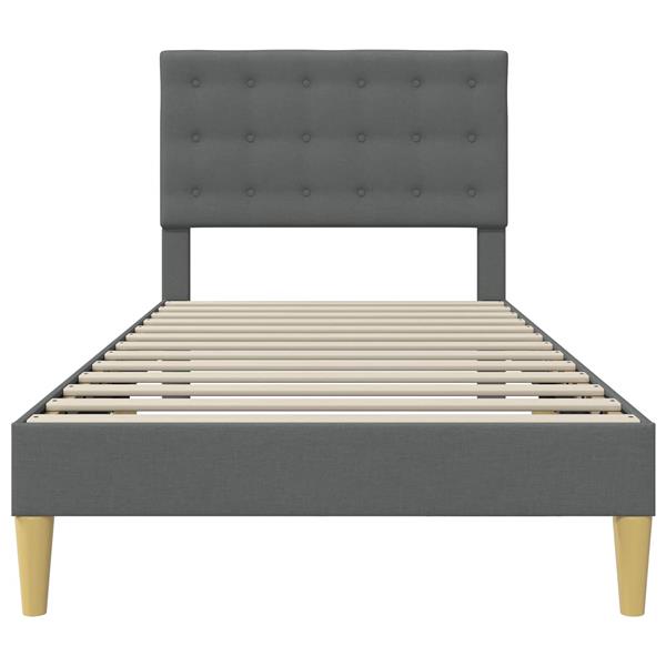 Grote foto vidaxl bedframe met hoofdeinde donkergrijs 90 x 190 cm stof antiek en kunst stoelen en banken