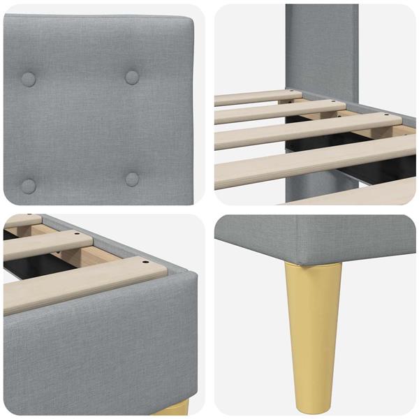 Grote foto vidaxl bedframe met hoofdeinde lichtgrijs 90 x 190 cm stof antiek en kunst stoelen en banken