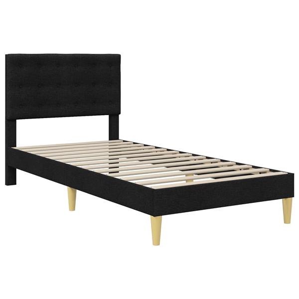 Grote foto vidaxl bedframe met hoofdeinde zwart 80 x 200 cm stof antiek en kunst stoelen en banken