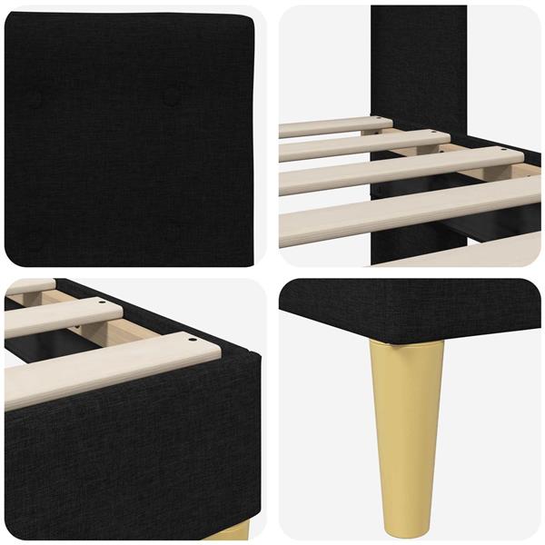 Grote foto vidaxl bedframe met hoofdeinde zwart 80 x 200 cm stof antiek en kunst stoelen en banken