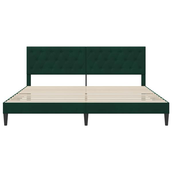 Grote foto vidaxl bedframe met hoofdeinde donkergroen 200 x 200 cm fluweel antiek en kunst stoelen en banken