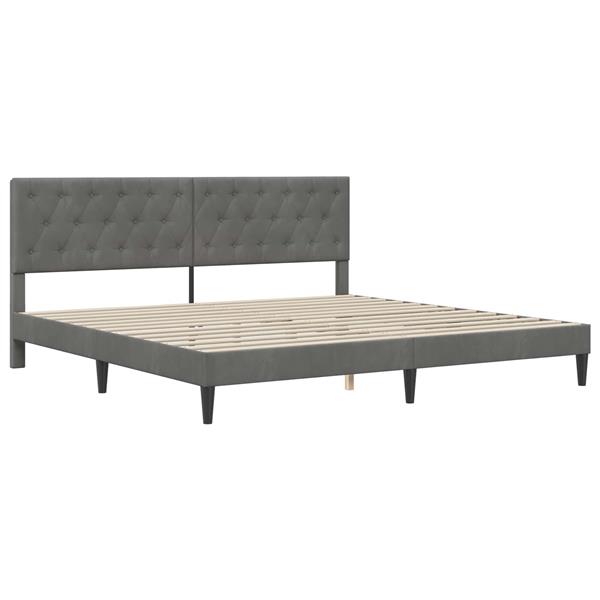 Grote foto vidaxl bedframe met hoofdeinde donkergrijs 200 x 200 cm fluweel antiek en kunst stoelen en banken