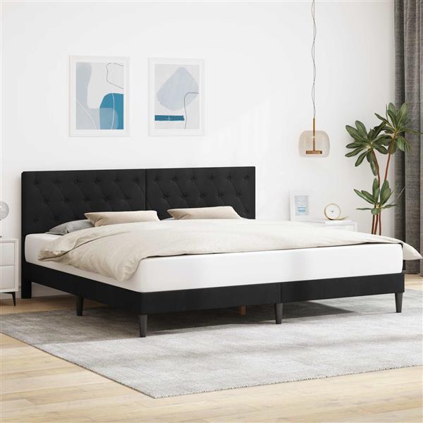 Grote foto vidaxl bedframe met hoofdeinde zwart 180 x 200 cm fluweel antiek en kunst stoelen en banken