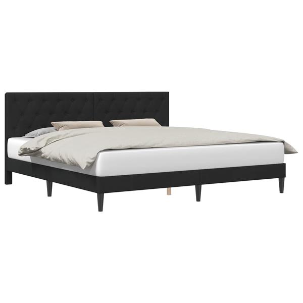 Grote foto vidaxl bedframe met hoofdeinde zwart 180 x 200 cm fluweel antiek en kunst stoelen en banken
