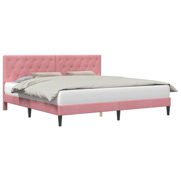 Grote foto vidaxl bedframe met hoofdeinde roze 180 x 200 cm fluweel antiek en kunst stoelen en banken