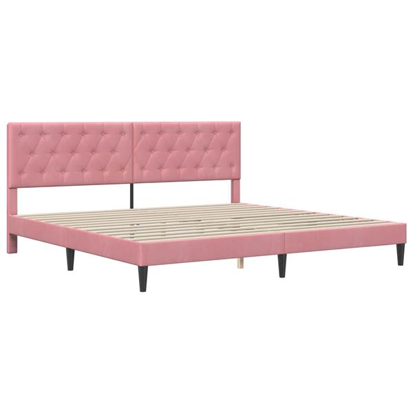 Grote foto vidaxl bedframe met hoofdeinde roze 180 x 200 cm fluweel antiek en kunst stoelen en banken