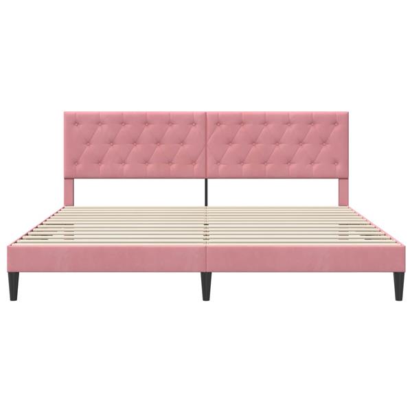 Grote foto vidaxl bedframe met hoofdeinde roze 180 x 200 cm fluweel antiek en kunst stoelen en banken