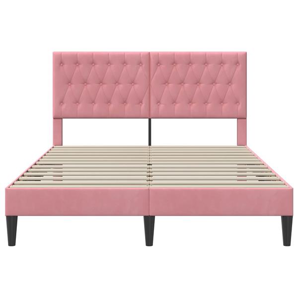 Grote foto vidaxl bedframe met hoofdeinde roze 160 x 200 cm fluweel antiek en kunst stoelen en banken