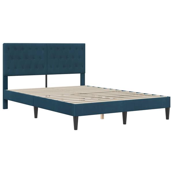 Grote foto vidaxl bedframe met hoofdeinde blauw 140 x 190 cm fluweel antiek en kunst stoelen en banken