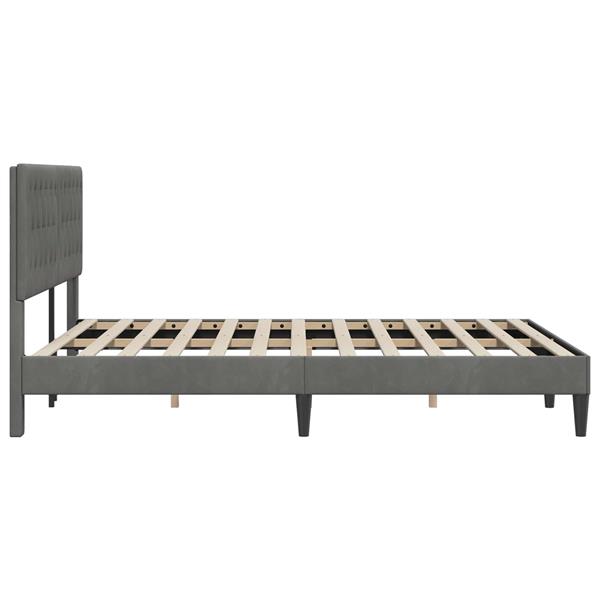 Grote foto vidaxl bedframe met hoofdeinde donkergrijs 140 x 190 cm fluweel antiek en kunst stoelen en banken