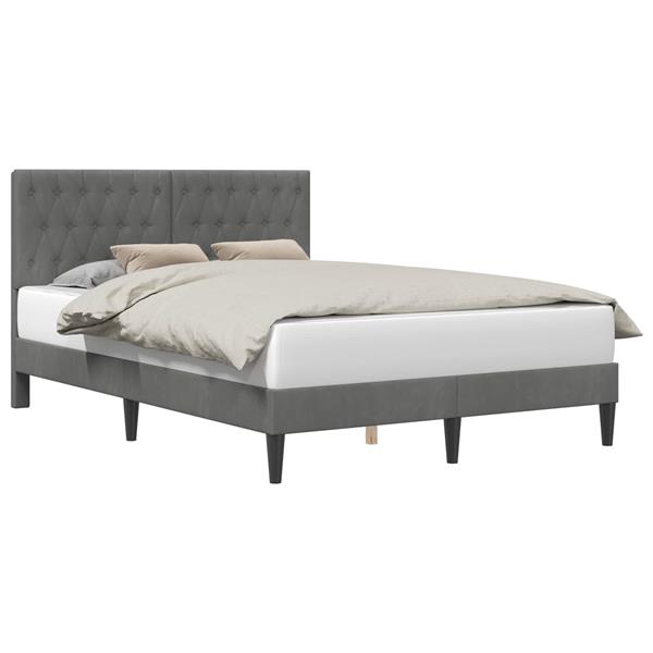 Grote foto vidaxl bedframe met hoofdeinde donkergrijs 120 x 200 cm fluweel antiek en kunst stoelen en banken