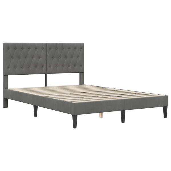 Grote foto vidaxl bedframe met hoofdeinde donkergrijs 120 x 200 cm fluweel antiek en kunst stoelen en banken