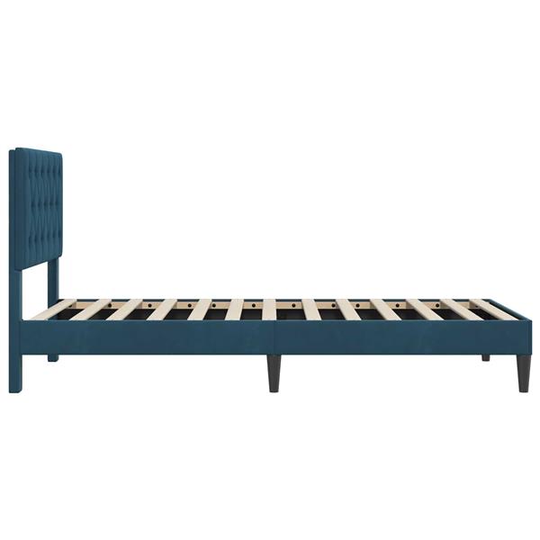 Grote foto vidaxl bedframe met hoofdeinde blauw 100 x 200 cm fluweel antiek en kunst stoelen en banken